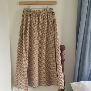 Little Cottonwood Brown Check Astrid Wrap Skirt